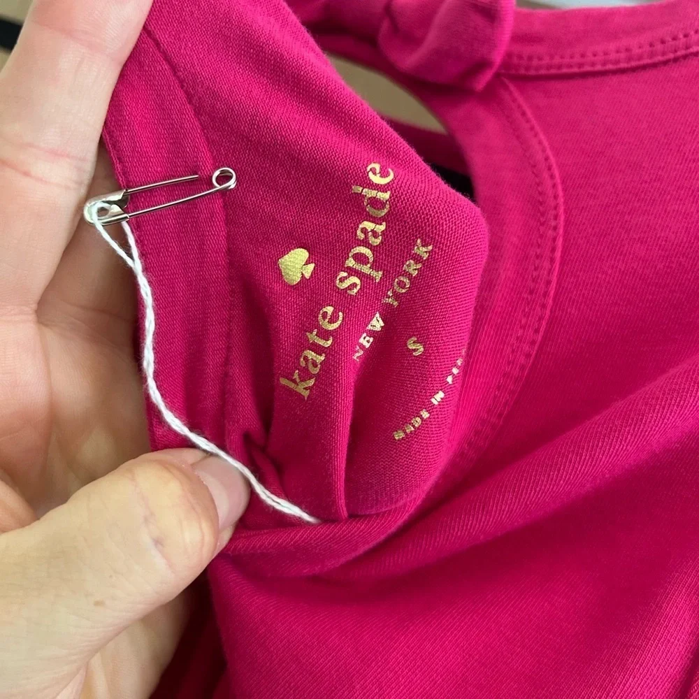 Kate Spade Fuchsia Cotton Blend Tank Top with Back Cut Out - size S